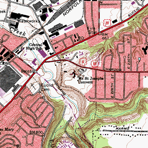 Topographic Map of Mount Saint Josephs Convent, OH