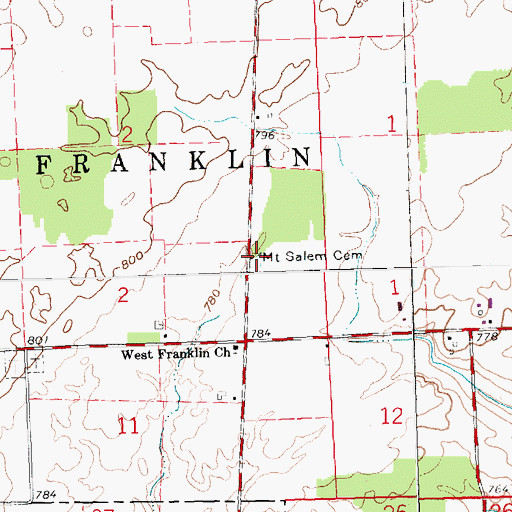 Topographic Map of Mount Salem Cemetery, OH