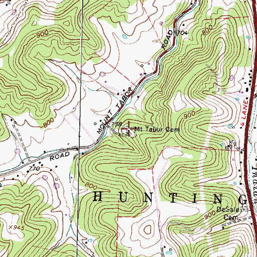 Topographic Map of Mount Tabor Cemetery, OH