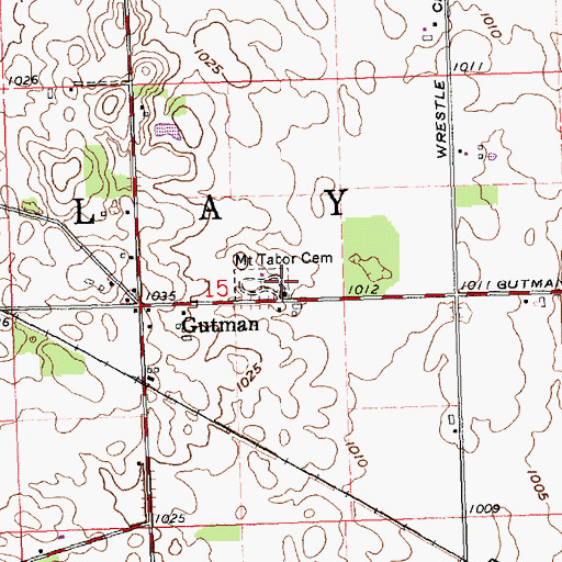 Topographic Map of Mount Tabor Cemetery, OH