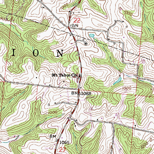 Topographic Map of Mount Tabor Church, OH