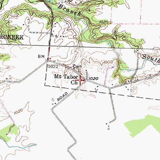 Topographic Map of Mount Tabor Church, OH