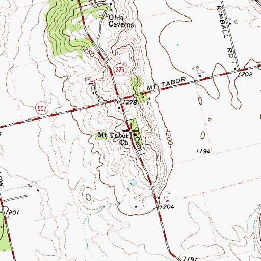 Topographic Map of Mount Tabor Church, OH