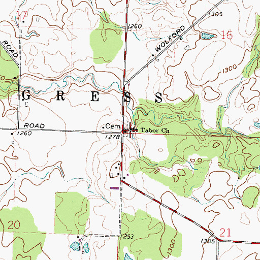 Topographic Map of Mount Tabor Church, OH