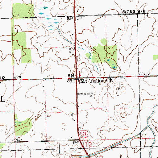 Topographic Map of Mount Tabor Church, OH