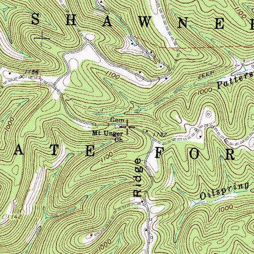 Topographic Map of Mount Unger Church, OH