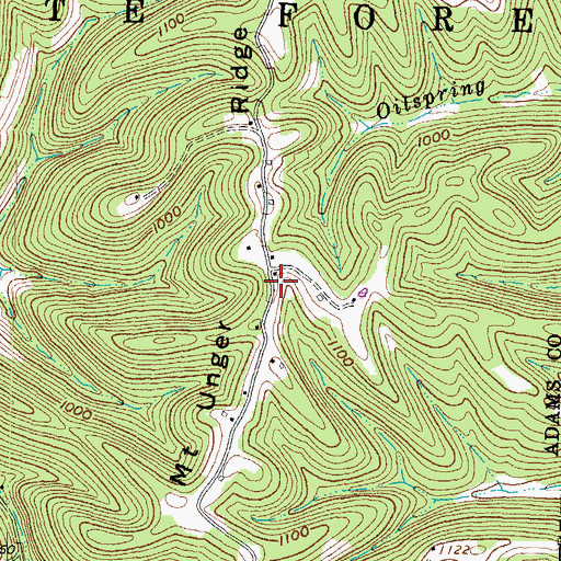 Topographic Map of Mount Unger Ridge, OH