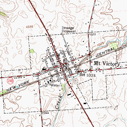 Topographic Map of Mount Victory, OH