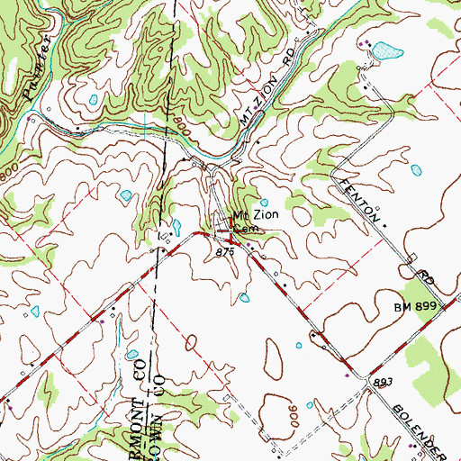 Topographic Map of Mount Zion Cemetery, OH