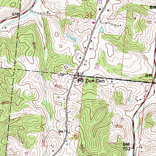 Topographic Map of Mount Zion Cemetery, OH