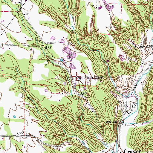Topographic Map of Mount Zion Cemetery, OH