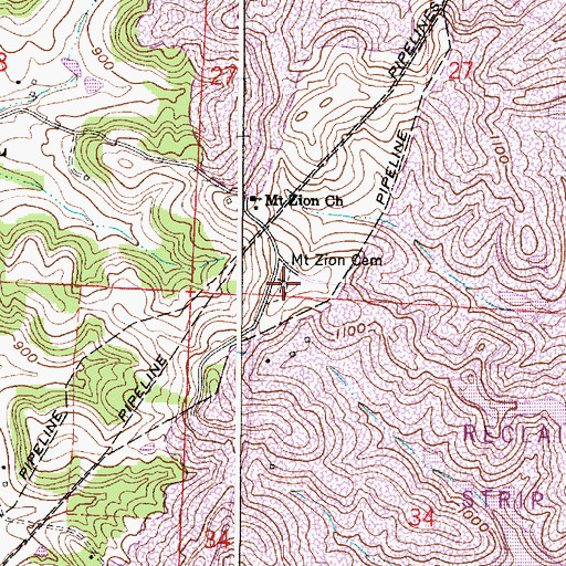 Topographic Map of Mount Zion Cemetery, OH