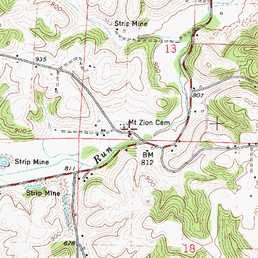 Topographic Map of Mount Zion Cemetery, OH