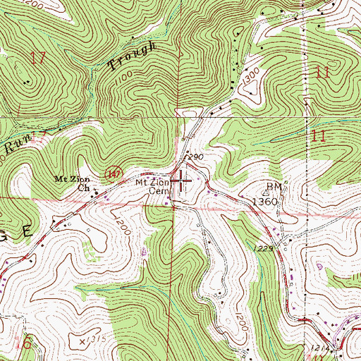 Topographic Map of Mount Zion Cemetery, OH