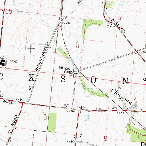 Topographic Map of Mount Zion Cemetery, OH