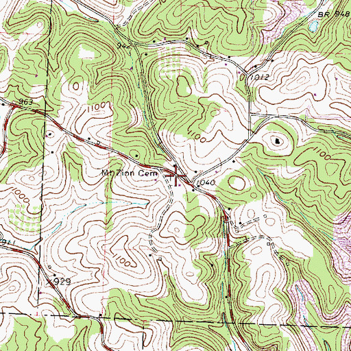 Topographic Map of Mount Zion Cemetery, OH