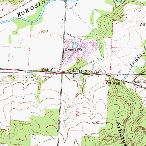 Topographic Map of Mount Zion Cemetery, OH