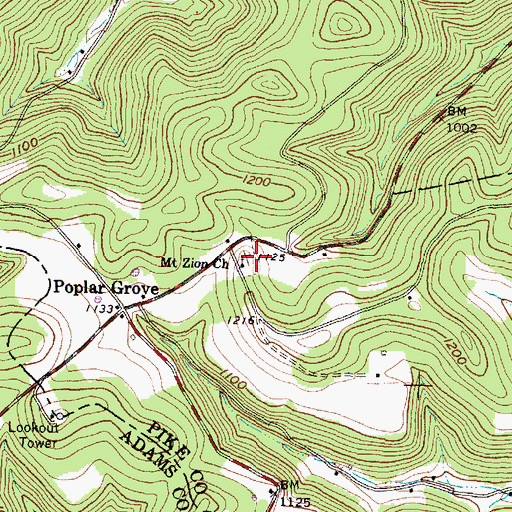 Topographic Map of Mount Zion Church, OH
