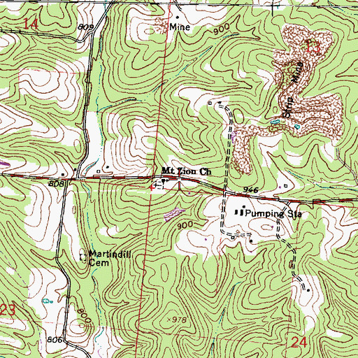 Topographic Map of Mount Zion Church, OH