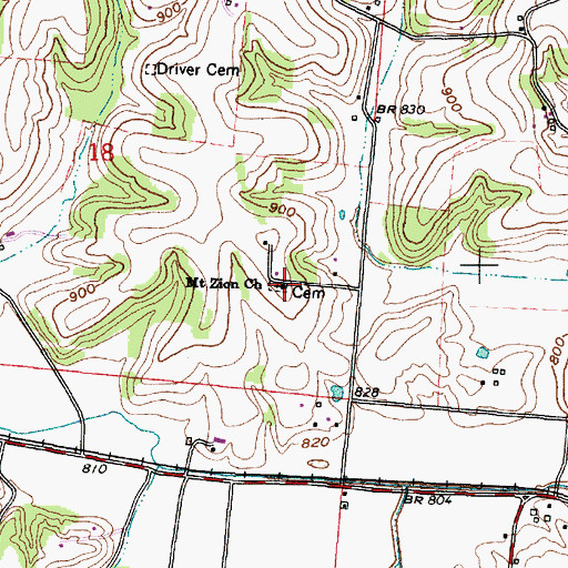 Topographic Map of Mount Zion Church, OH