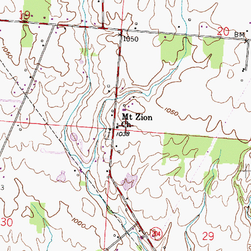 Topographic Map of Mount Zion Church, OH