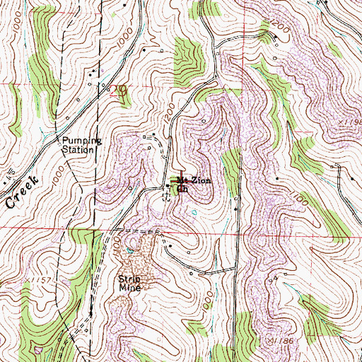 Topographic Map of Mount Zion Church, OH