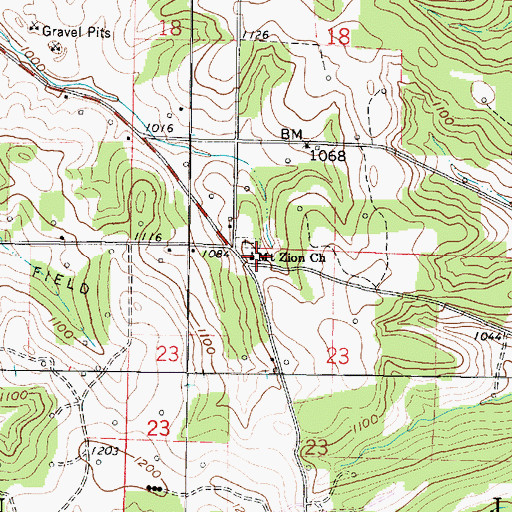 Topographic Map of Mount Zion Church, OH