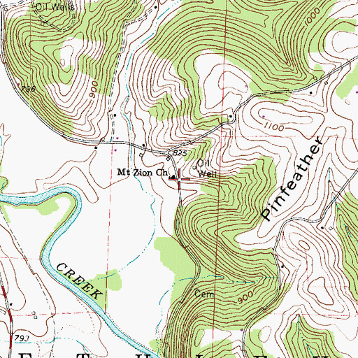 Topographic Map of Mount Zion Church, OH