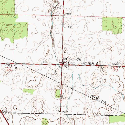 Topographic Map of Mount Zion Church, OH