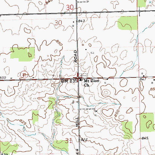Topographic Map of Mount Zion Church, OH