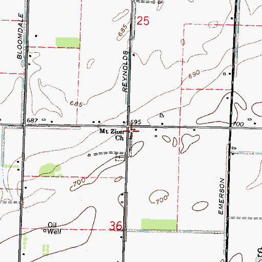 Topographic Map of Mount Zion Church, OH