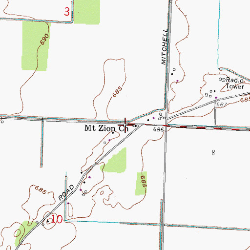 Topographic Map of Mount Zion Church, OH