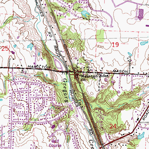 Topographic Map of Mountain Road Church, OH