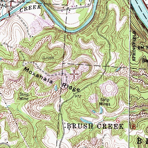 Topographic Map of Moxahala Ridge, OH
