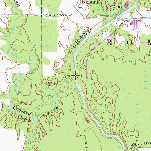 Topographic Map of Mud Creek, OH
