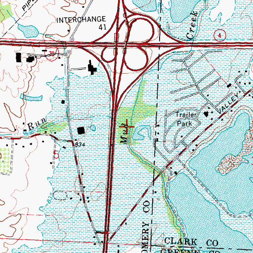 Topographic Map of Mud Creek, OH