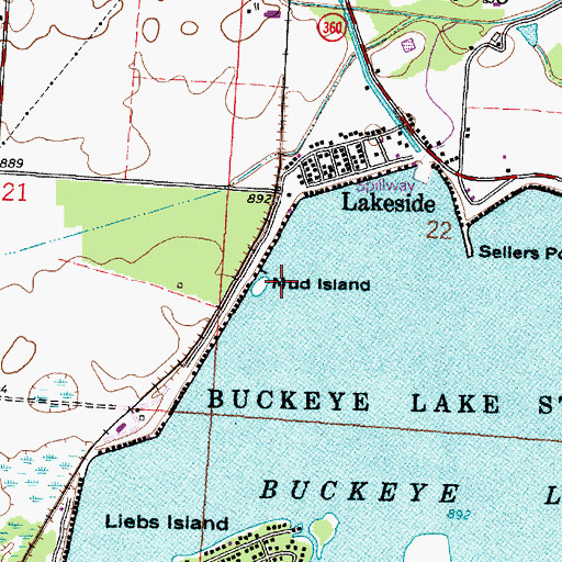 Topographic Map of Mud Island, OH