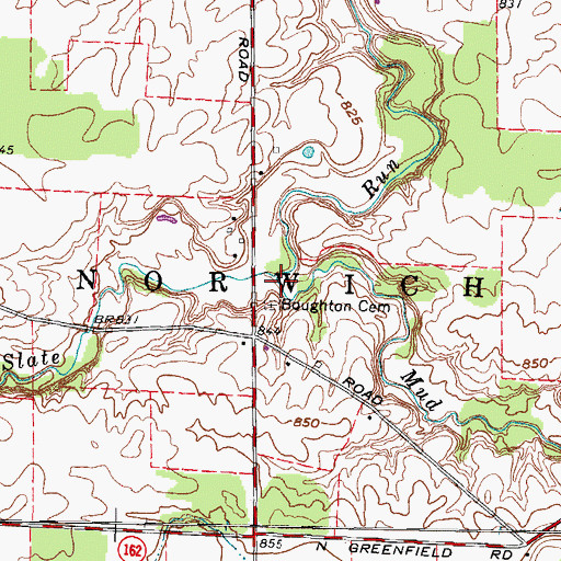 Topographic Map of Mud Run, OH