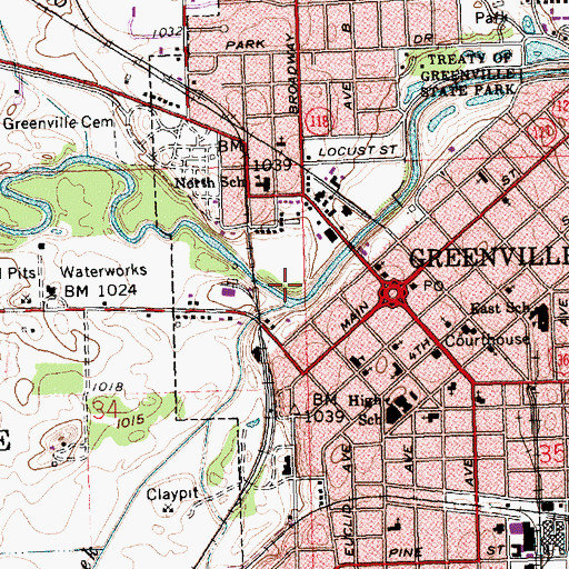 Topographic Map of Mud Creek, OH