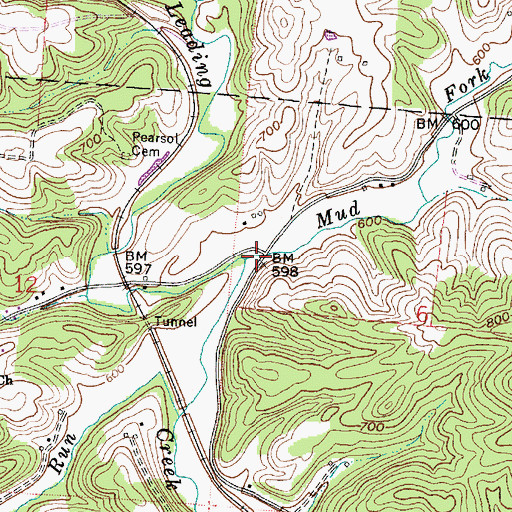 Topographic Map of Mud Fork, OH