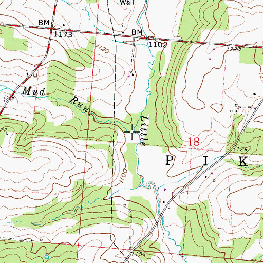 Topographic Map of Mud Run, OH