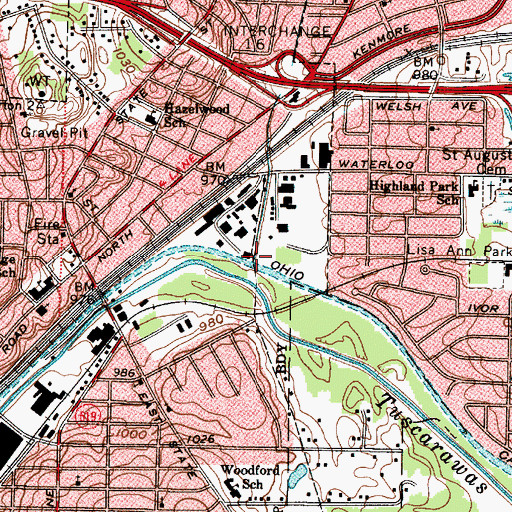 Topographic Map of Mud Run, OH