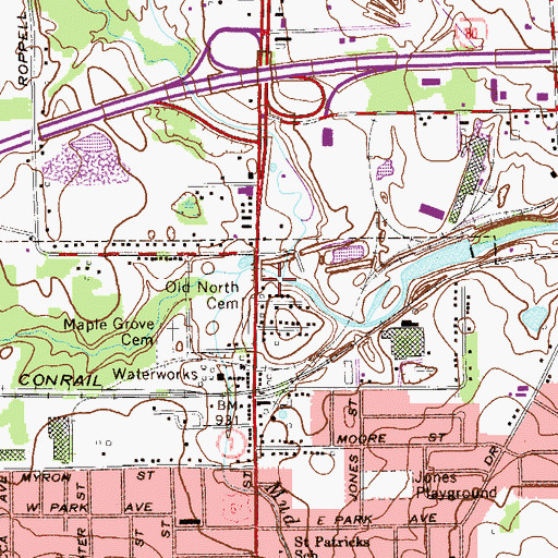 Topographic Map of Mud Run, OH