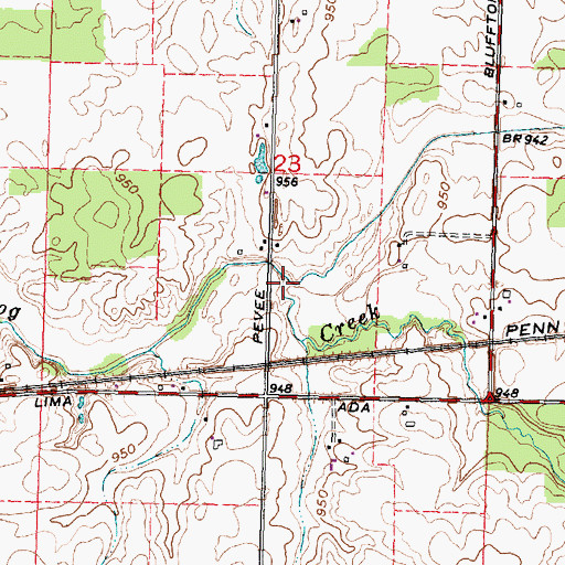 Topographic Map of Mud Run, OH