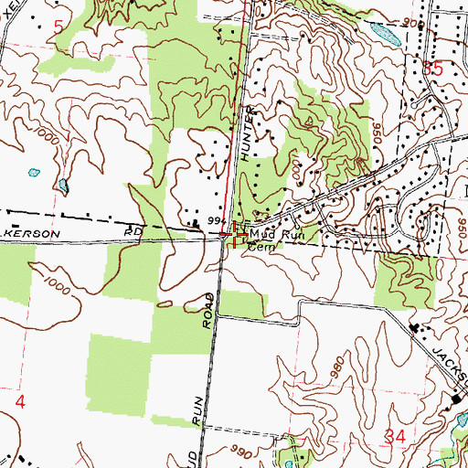 Topographic Map of Mud Run Cemetery, OH