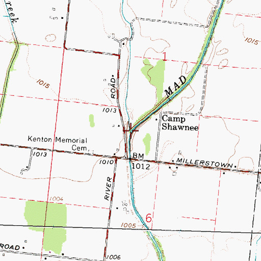 Topographic Map of Muddy Creek, OH