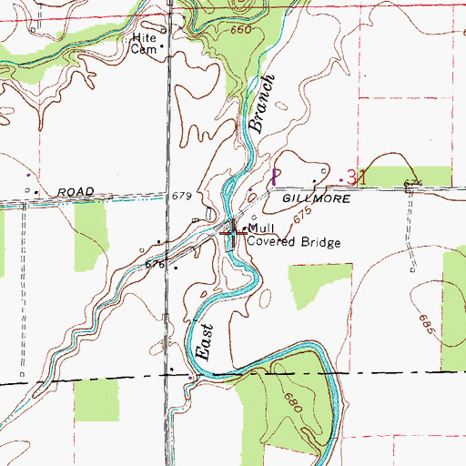 Topographic Map of Mull Covered Bridge, OH
