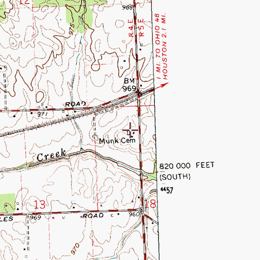 Topographic Map of Munk Cemetery, OH