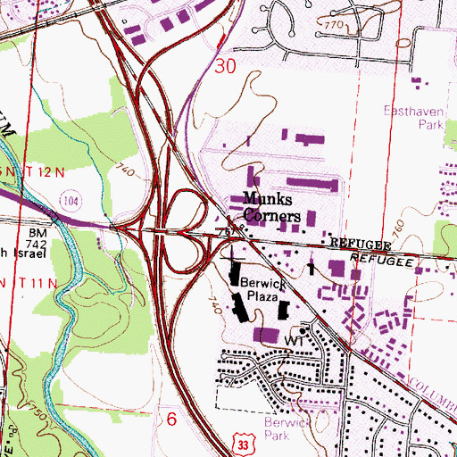 Topographic Map of Munks Corners, OH
