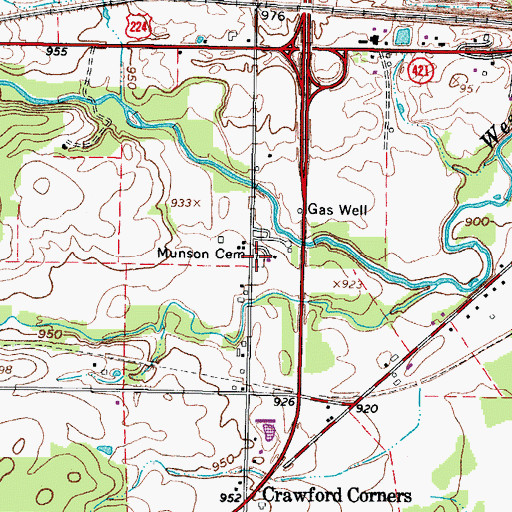 Topographic Map of Munson Cemetery, OH